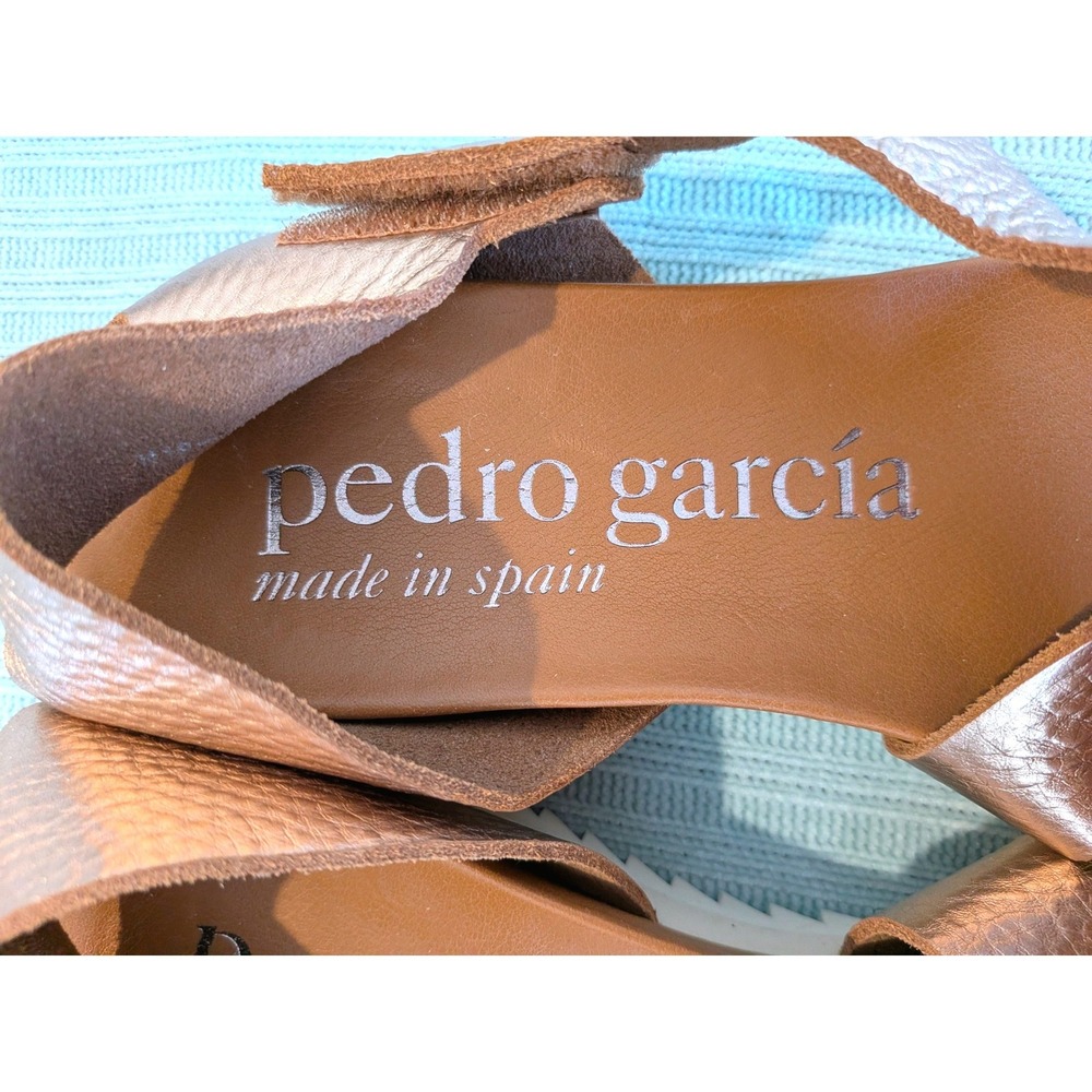 Pedro Garcia Jedda Metallic Leather Platform Sandals Spain 41 - Picture 7 of 10